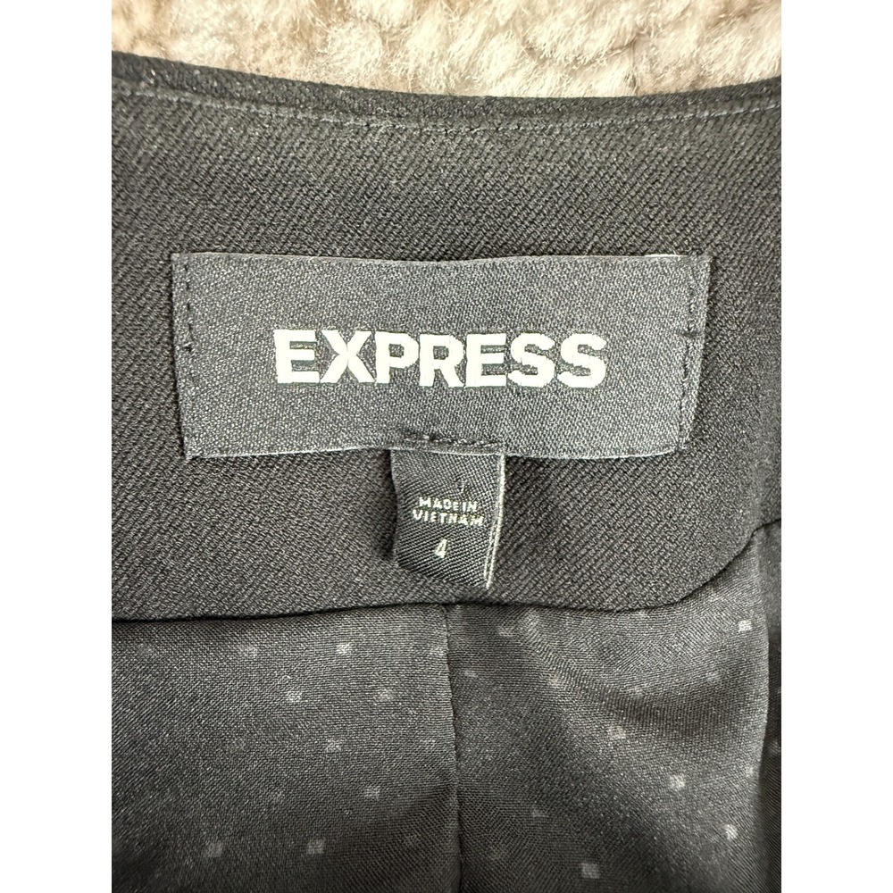 Express Size 4 Open Front Stretch Career Blazer Jacket Black Long Sleeve Women - Picture 5 of 8